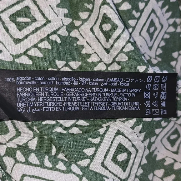 Zara Cadie Geometric Green Mini Smock Dress Boho, Cottagecore SZ Small - Picture 13 of 13